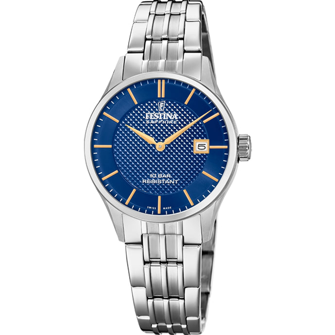 RELOJ CLASICO PARA MUJER FESTINA SWISS MADE F20006/3 - PLATEADO